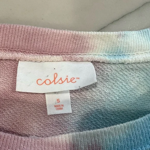 Colsie Pastel Tie Dye Cropped Sweatshirt Sz S - Picture 5 of 7